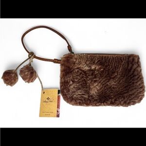 Patricia Nash Brown Faux Fur Wristlet Clutch